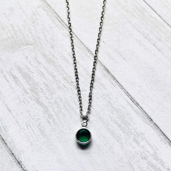 May Swarovski Crystal Necklace, Emerald Swarovski Crystal, Handmade - Picture 2 of 5